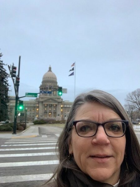 teresa selfie at crosswalk