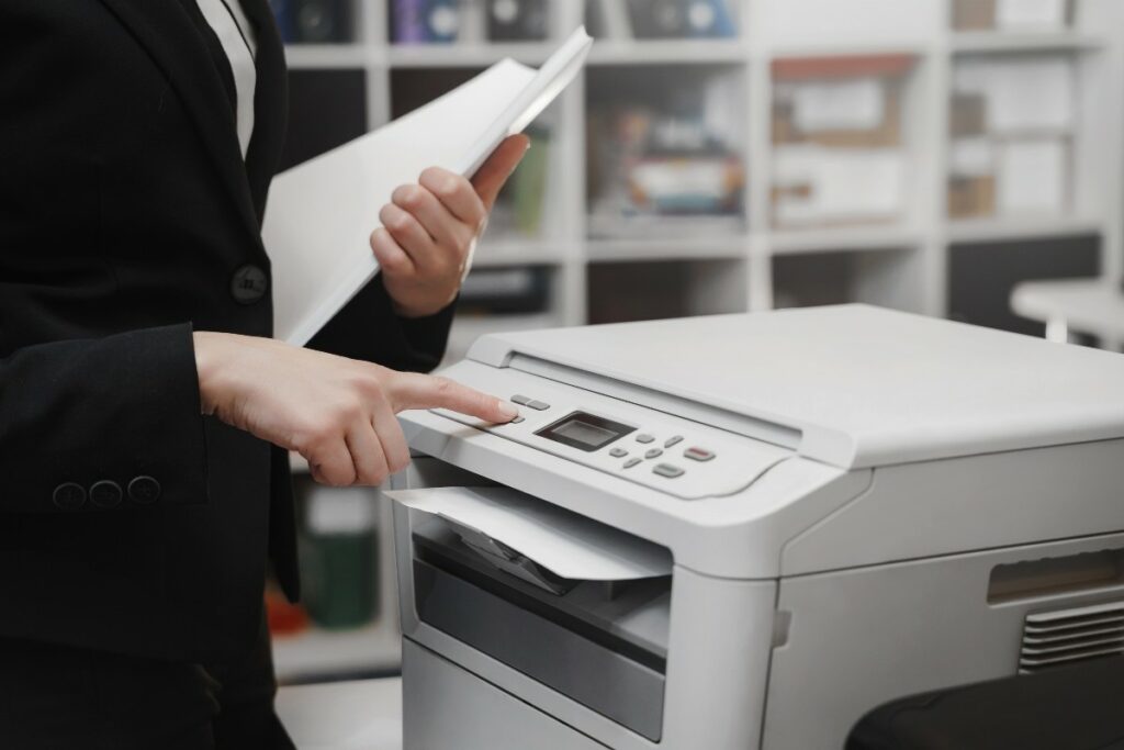 woman using copier