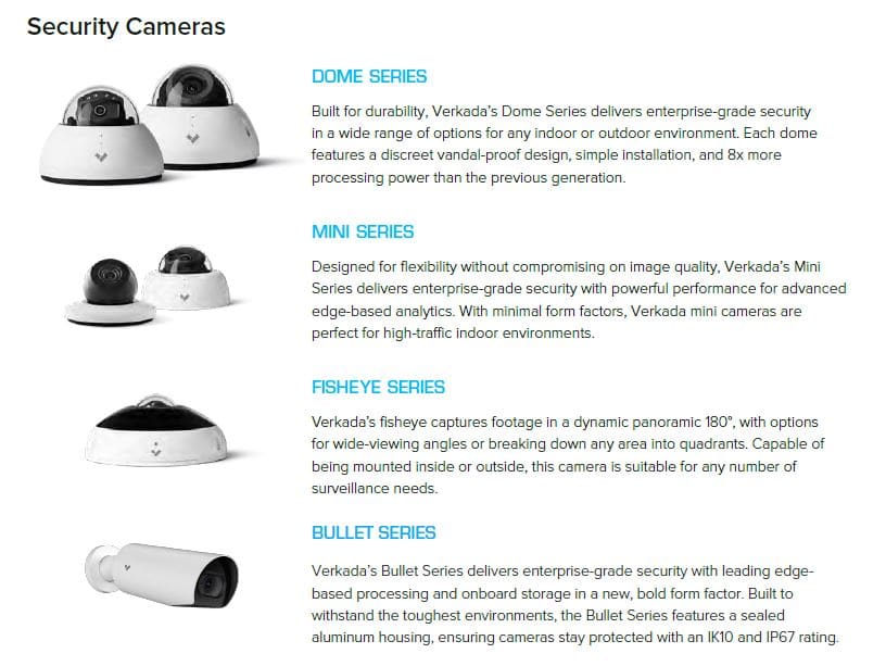 Verkada Camera Options - Graphic