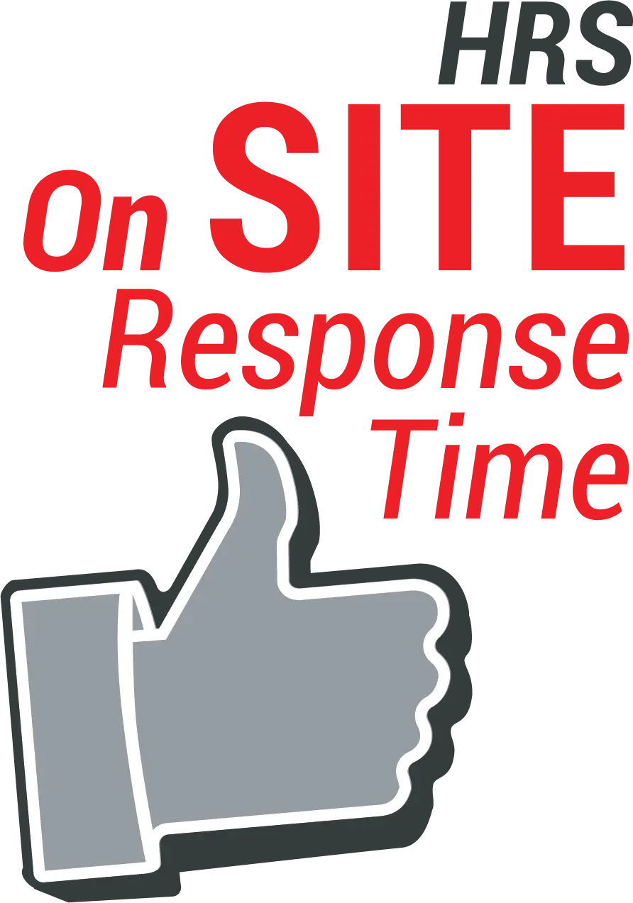 Logo with thumb up, 'On Site Response Time HRS'