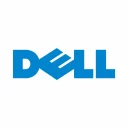 Dell logo in blue on white background